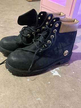 Timberland 6 Inch Premium Waterproof Boot Gold Collar Black and Gold